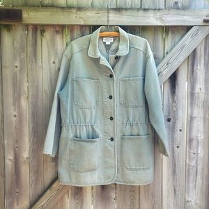 Lands End Green Denim Jacket M